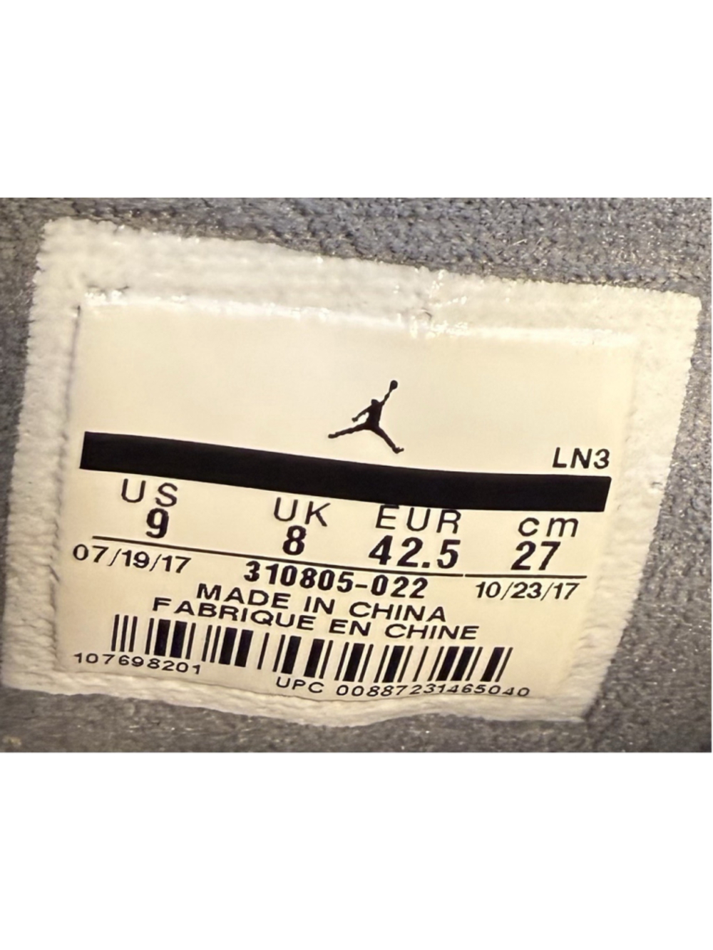 Air Jordan 10 Cool Grey Retro Sneakers 2017 310805-022 Mens Size 9 - Picture 7 of 10